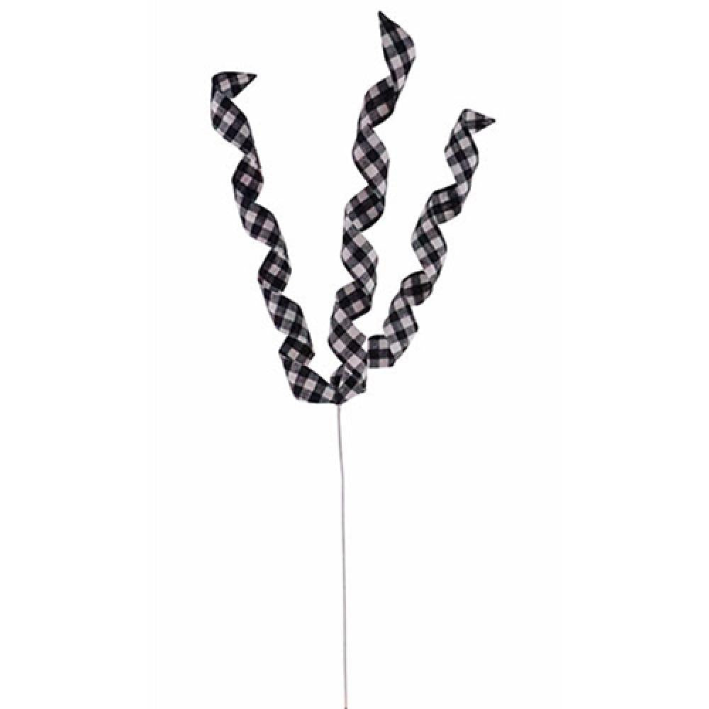 Black & White Plaid Ringlet Spray - Perfect for Weddings, Parties & Home Decor | Elegant Floral Arrangement for Any Occasion