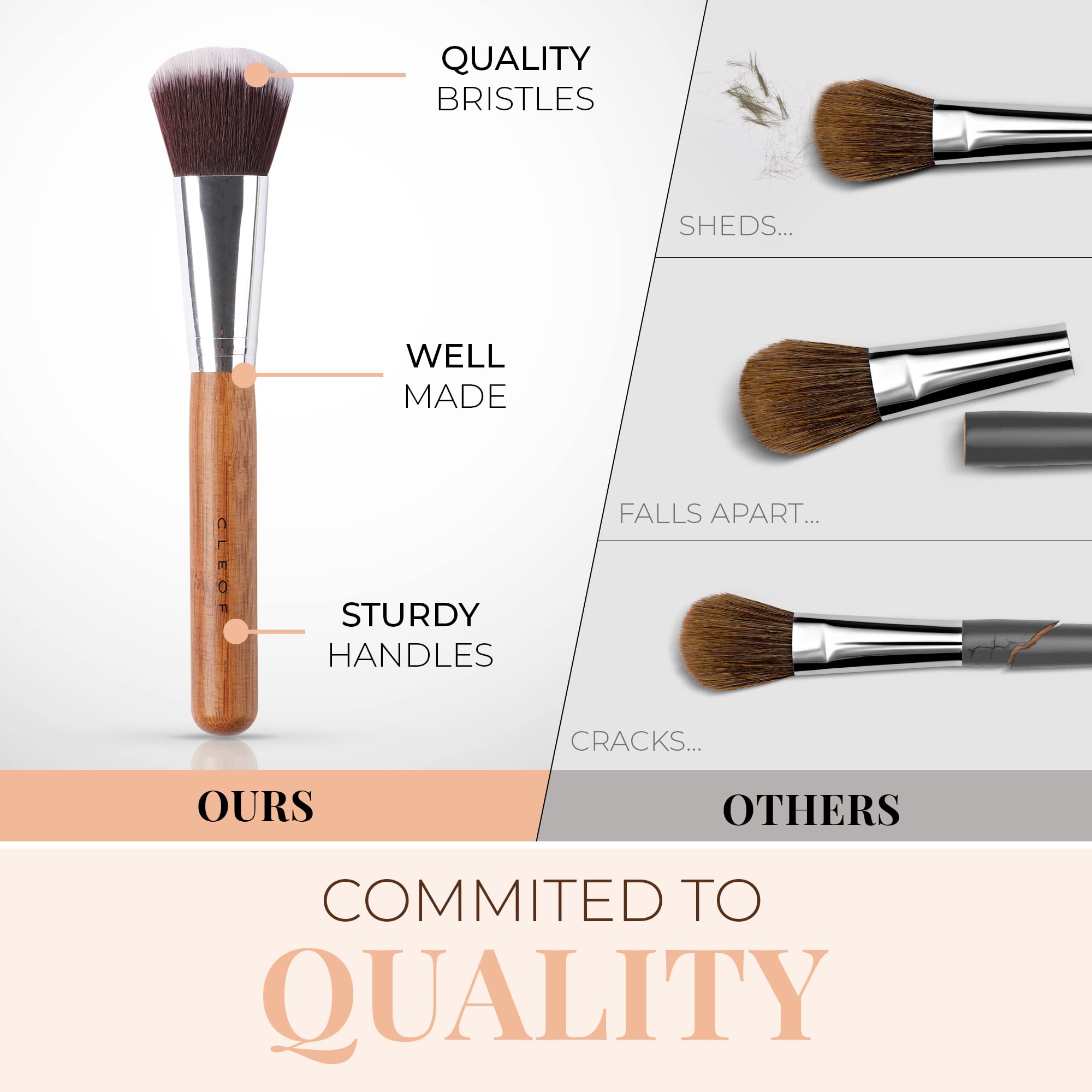 13-Piece Vegan Bamboo Makeup Brush Set - Cruelty-Free Eyebrow, Eyeshadow, Eyeliner, Foundation & Kabuki Brushes for Professional Blending & Contouring - Perfect for Everyday Makeup & Travel Beauty Kit
