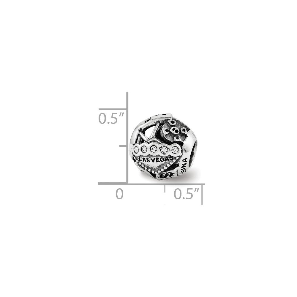 Sterling Silver Bead Charm with Crystals - 10mm for Jewelry Making