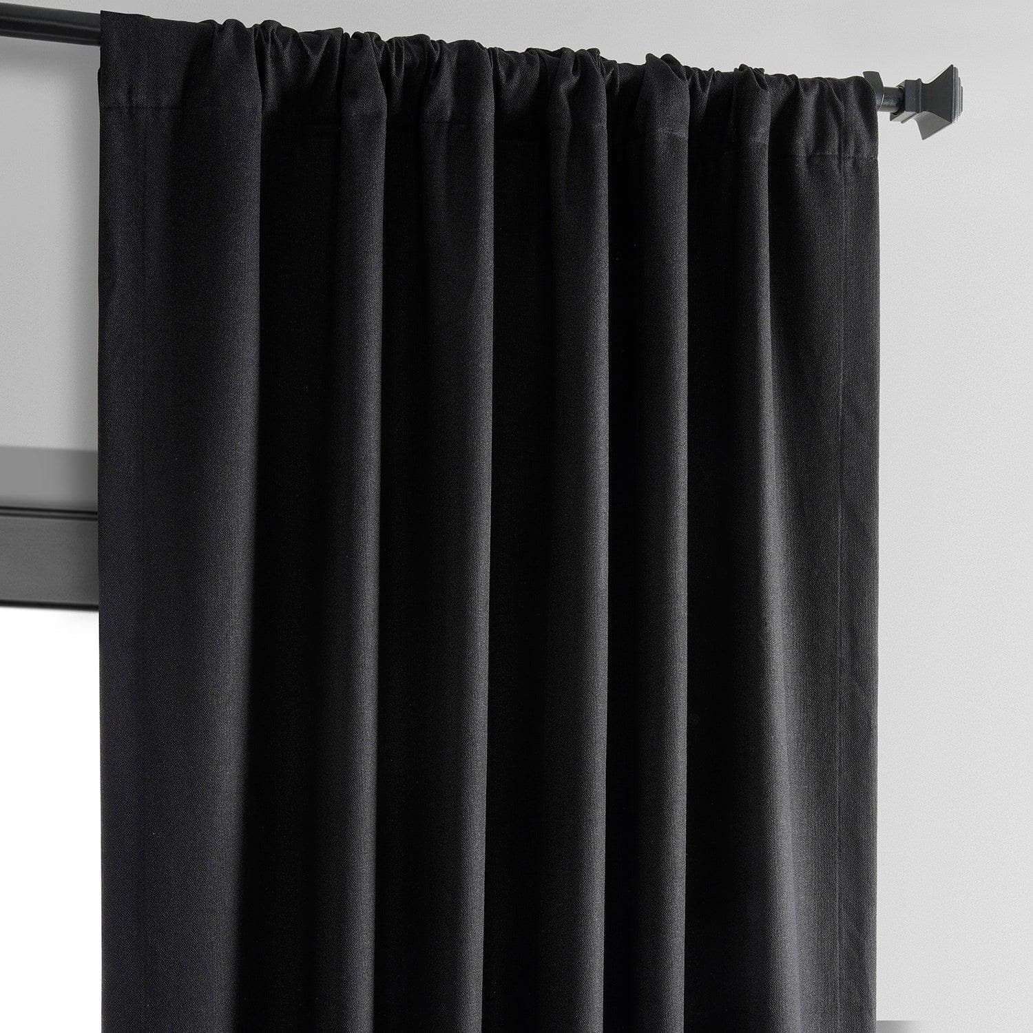 Blackout Thermal Curtains for Bedroom - Black Cross Linen Weave Energy Efficient Window Drapes for Insulation & Light Blocking - Perfect for Home Theater, Nursery & Night Shift Workers