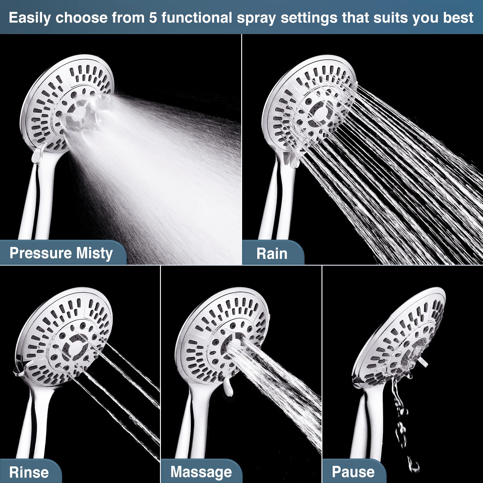 Premium Rain Shower System with Rainfall Showerhead & Handheld Spray - 60