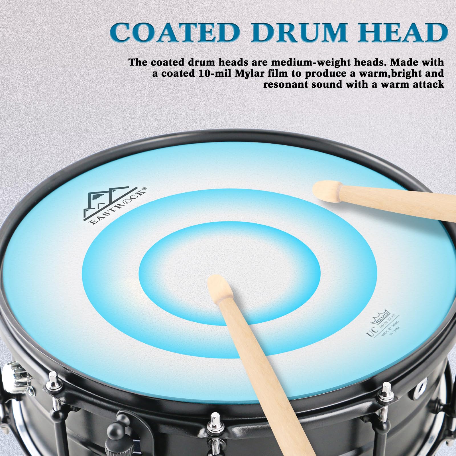 EASTROCK 14x5.5 Inch Professional Snare Drum - Black Matte Finish for Drummers & Advanced Drum Sets | Perfect for Live Performances, Studio Recording & Practice Sessions
