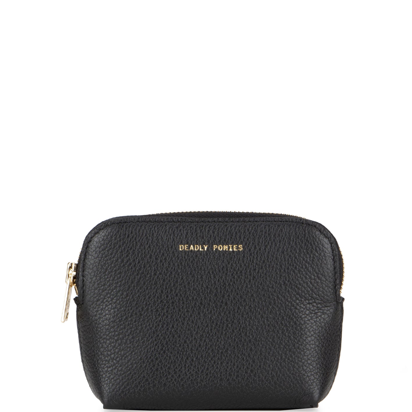 Deadly Ponies Black Leather Crossbody Poucher - Stylish & Compact for Everyday Use, Travel & Work