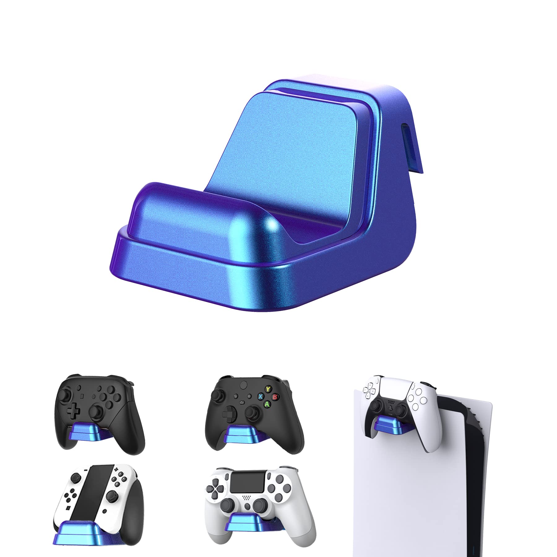 PlayVital Universal Game Controller Wall Mount Holder for PS5, Xbox Series X/S, Switch Pro & Headset - Chameleon Purple Blue - Space-Saving Gaming Accessory for Bedroom, Game Room & Office Organization