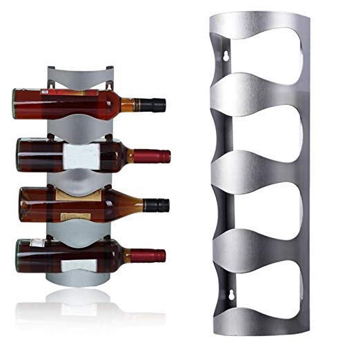 Stainless Steel Wall Mount Wine Bottle Holder Rack - Space Saving Hanging Wine Storage for Kitchen, Bar, or Dining Room Decor