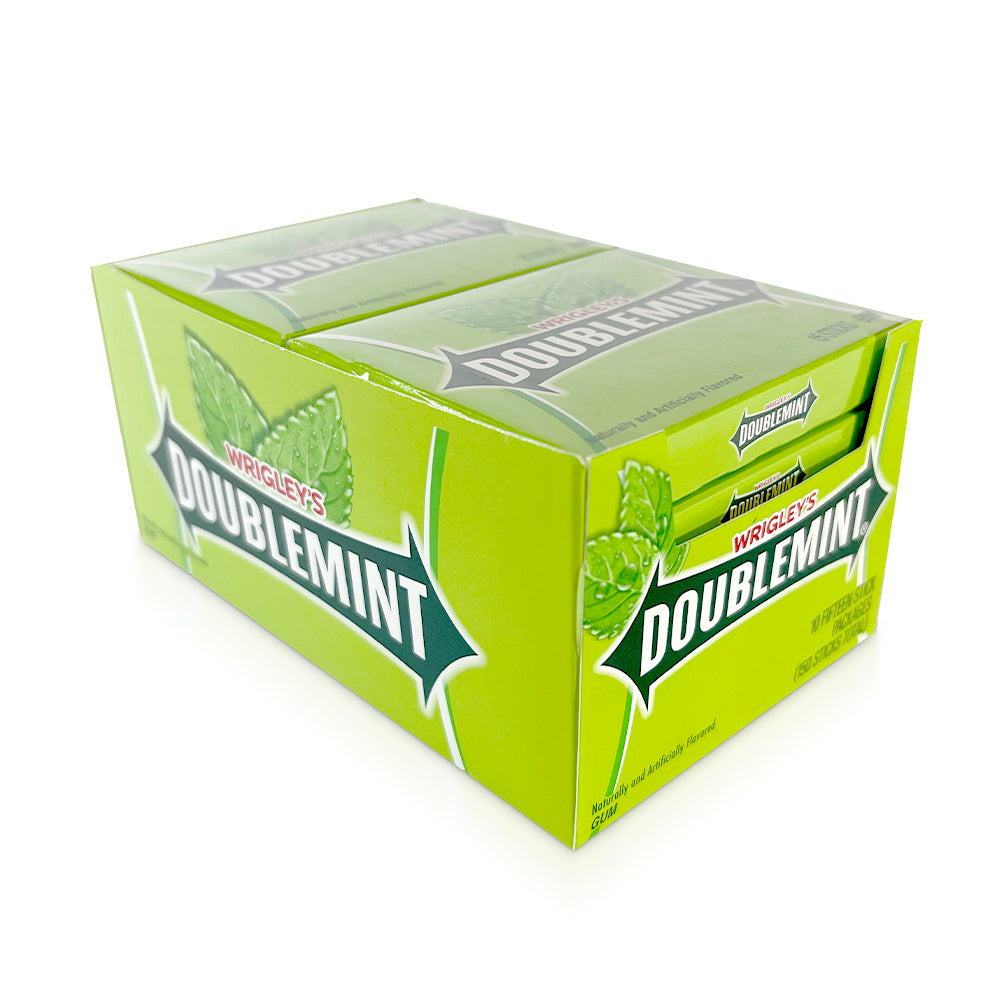 Double Mint Chewing Gum - 15 Sticks per Pack, 10 Packs (150 Sticks Total) - Fresh Breath for Work, School & Travel