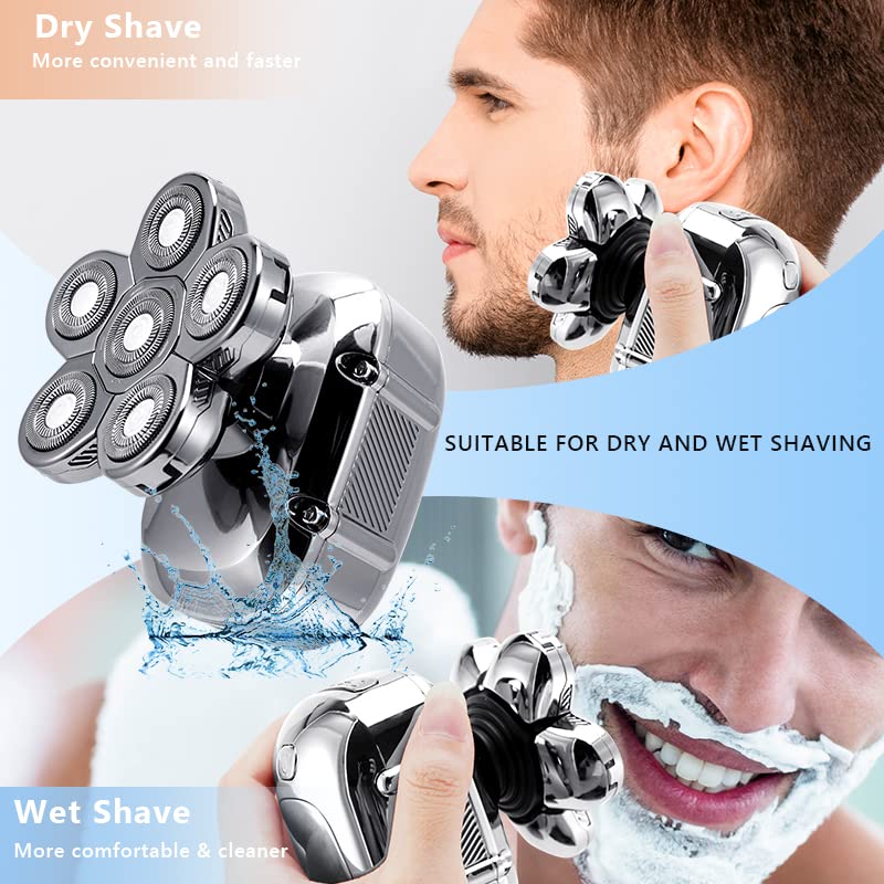 Premium Electric Razor for Men - 5-in-1 Rechargeable Wet/Dry Shaver with Beard Trimmer & Barber Kit | Golden Color with Gift Box | Perfect for Travel, Home Use & Professional Grooming