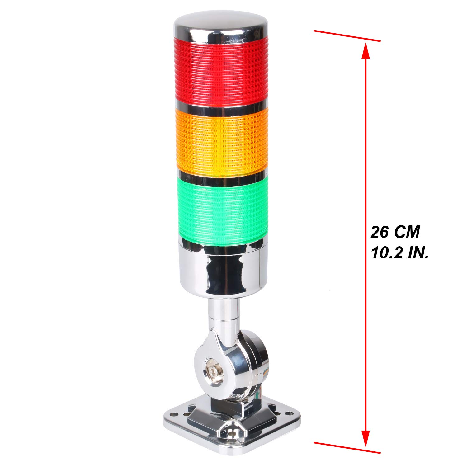 12-24V LED Stack Tower Lights - Industrial Warning & Andon Lights with Buzzer | 3-Layer Column Signal Tower Beacon | Continuous/Flashing Mode Switchable | Perfect for Factory Automation, Warehouse Safety & Equipment Status Monitoring