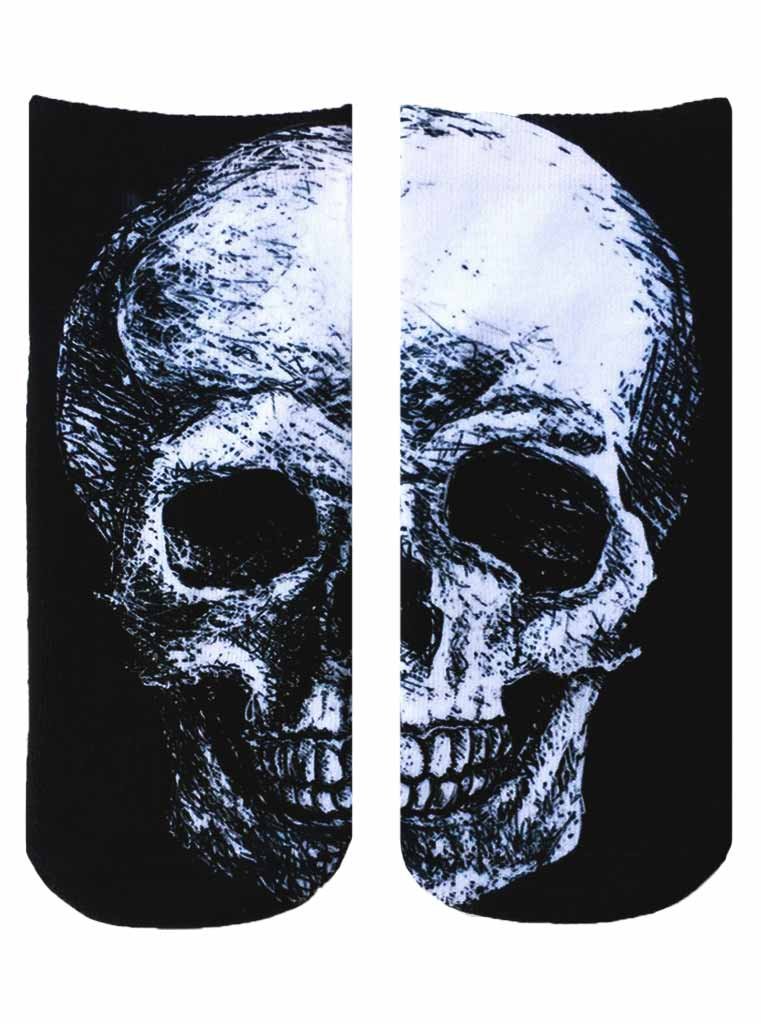 Toynk Black and White Skull Print Ankle Socks - Gothic Fashion Accessory for Women & Men | Perfect for Halloween, Cosplay, and Everyday Wear