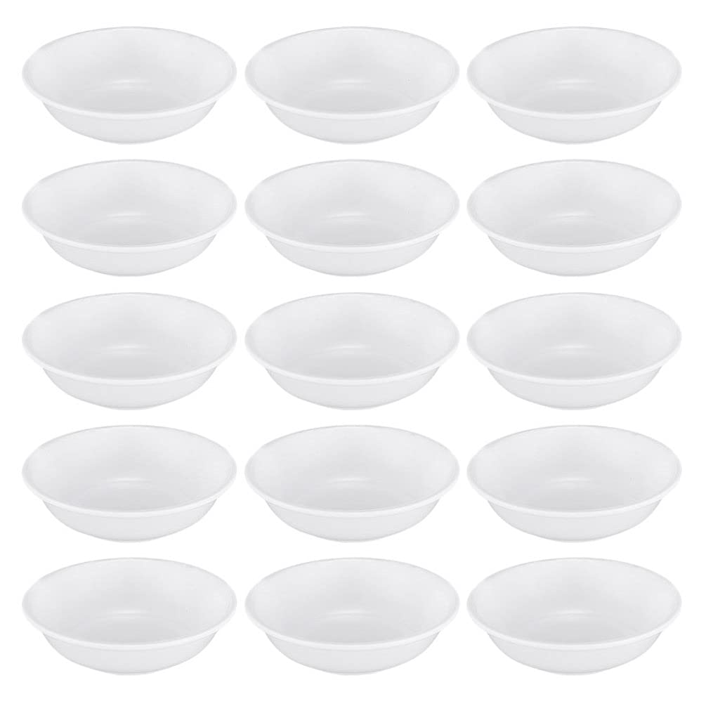 Hemoton 15-Piece Plastic Saucer Set - Small Side Dish Bowls, Appetizer Plates & Dipping Bowls for Sauce, Condiments, Desserts - Perfect for Parties, BBQs, and Everyday Dining