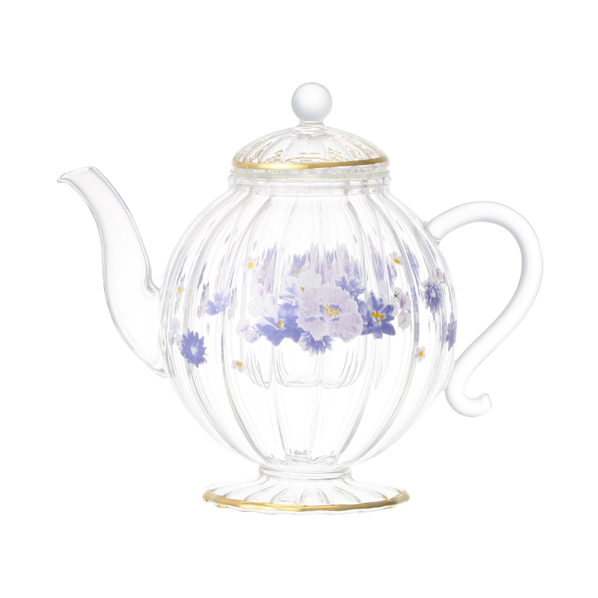 Elegant Purple Flower Frill Glass Teapot - Perfect for Afternoon Tea, Gifts & Home Decor