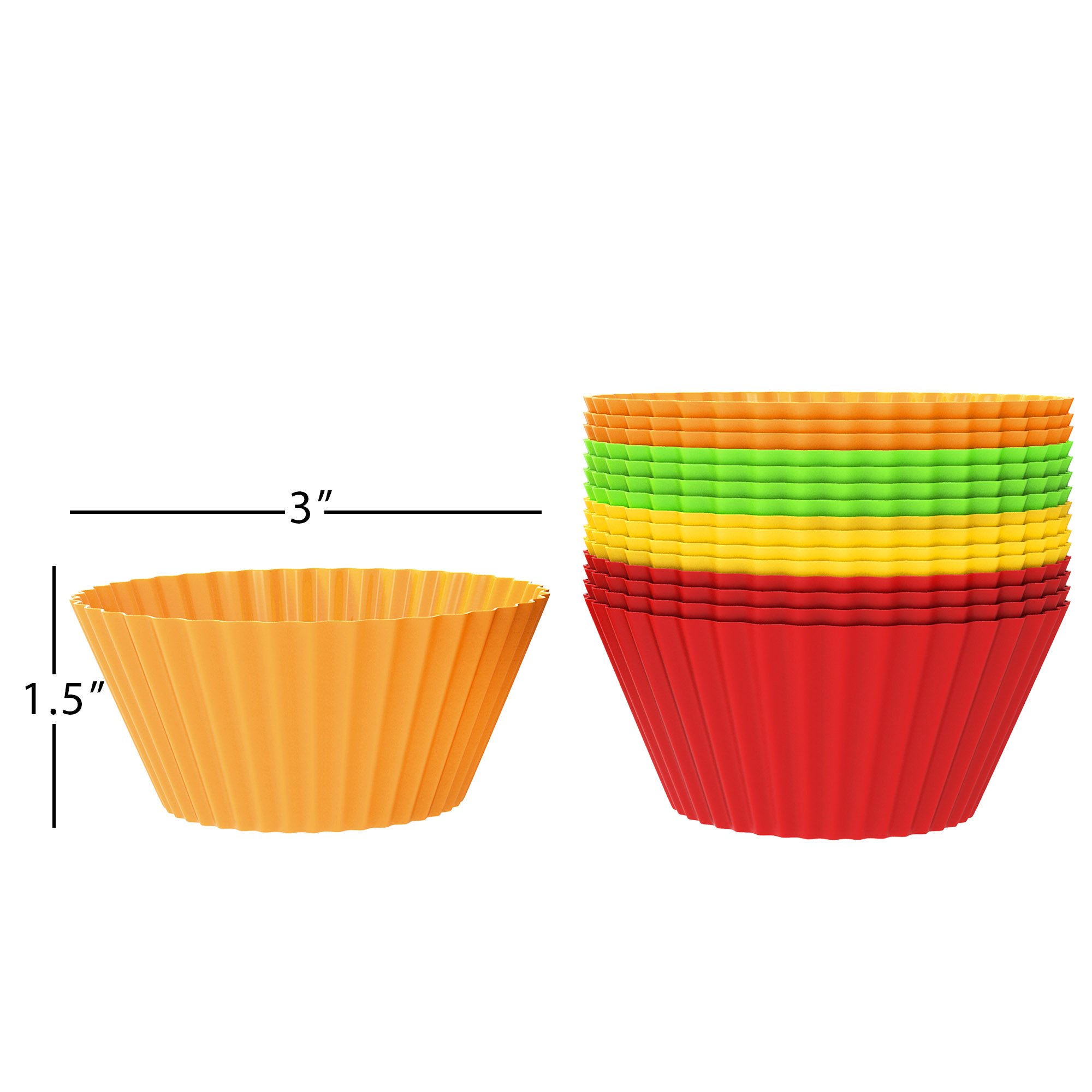 Non-Stick Silicone Baking Cups - Reusable Cupcake Liners & Muffin Molds (Set of 24) | Dishwasher & Microwave Safe | Perfect for Baking, Meal Prep & Party Desserts | by Chef Buddy