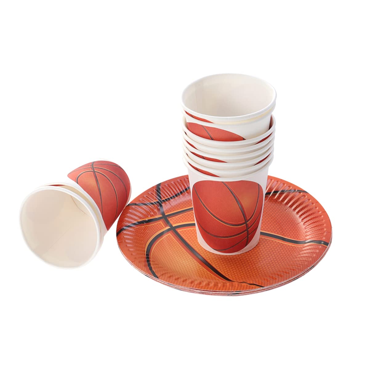 Amosfun 40PCS Basketball Party Supplies Set - Dinner Plates, Cups, Napkins for Sports Themed Birthday Decorations, Game Day Celebrations & Team Banquets