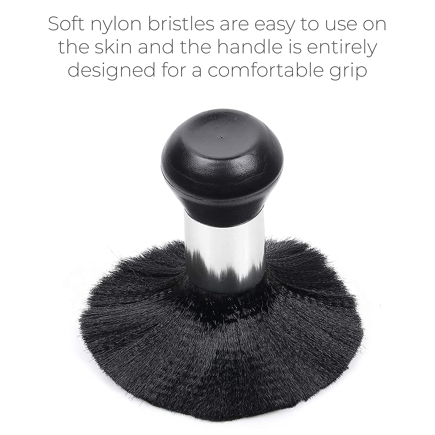 Professional Hairdressing Stylist Barbers Salon Large Soft Hairbrush - Hair Cutting Neck Face Duster Brush with Ergonomic Plastic Handle for Hair Removal - Perfect for Salon Styling, Barber Shops & Home Haircuts - Black