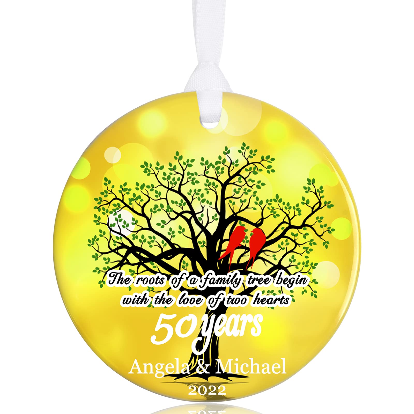 Custom Anniversary Ornament - Personalized Wedding Keepsake Gift for Couples | Years of Marriage Celebration | Christmas Tree Decoration for Anniversaries, Weddings & Special Occasions | Perfect for Home Décor & Romantic Gift Giving