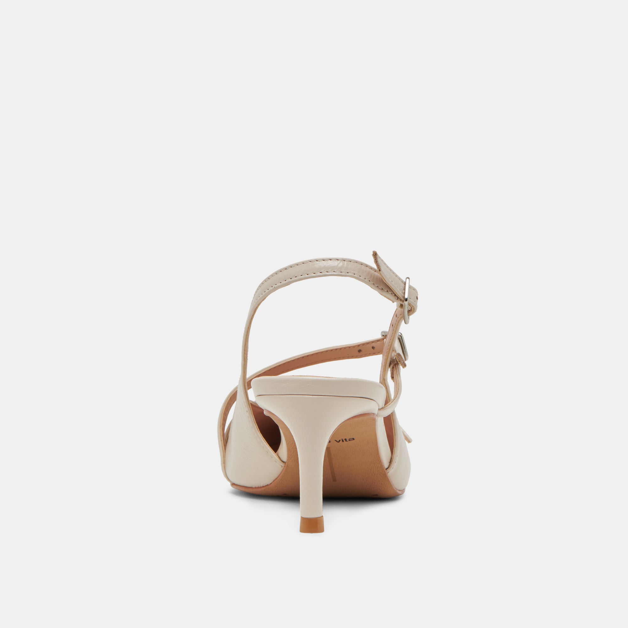 PAMLA Women's Mid Heel Pumps in Ivory Crinkle Patent Leather - Perfect for Office, Parties & Special Occasions