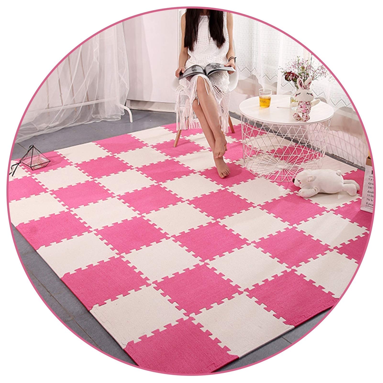 Non-Toxic Interlocking EVA Foam Puzzle Floor Tiles - 30x30cm Gym Mats for Yoga, Fitness, Exercise & Kids Play Area - Colorful Anti-Slip Cushioning Flooring for Home Gym, Nursery & Playroom - Free Color Combination