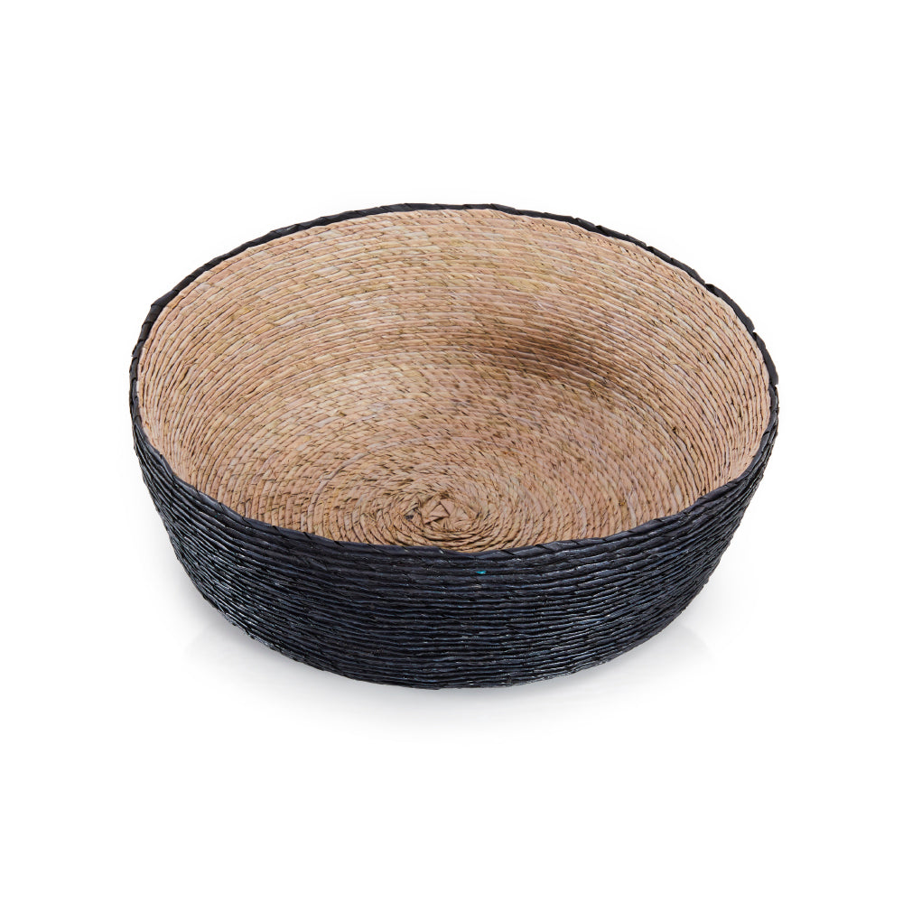 Premium Black Woven Maize Basket - Handmade Natural Fiber Storage Bin for Home Organization (Set of 2) - Perfect for Living Room Decor, Kitchen Storage, or Laundry Room Essentials
