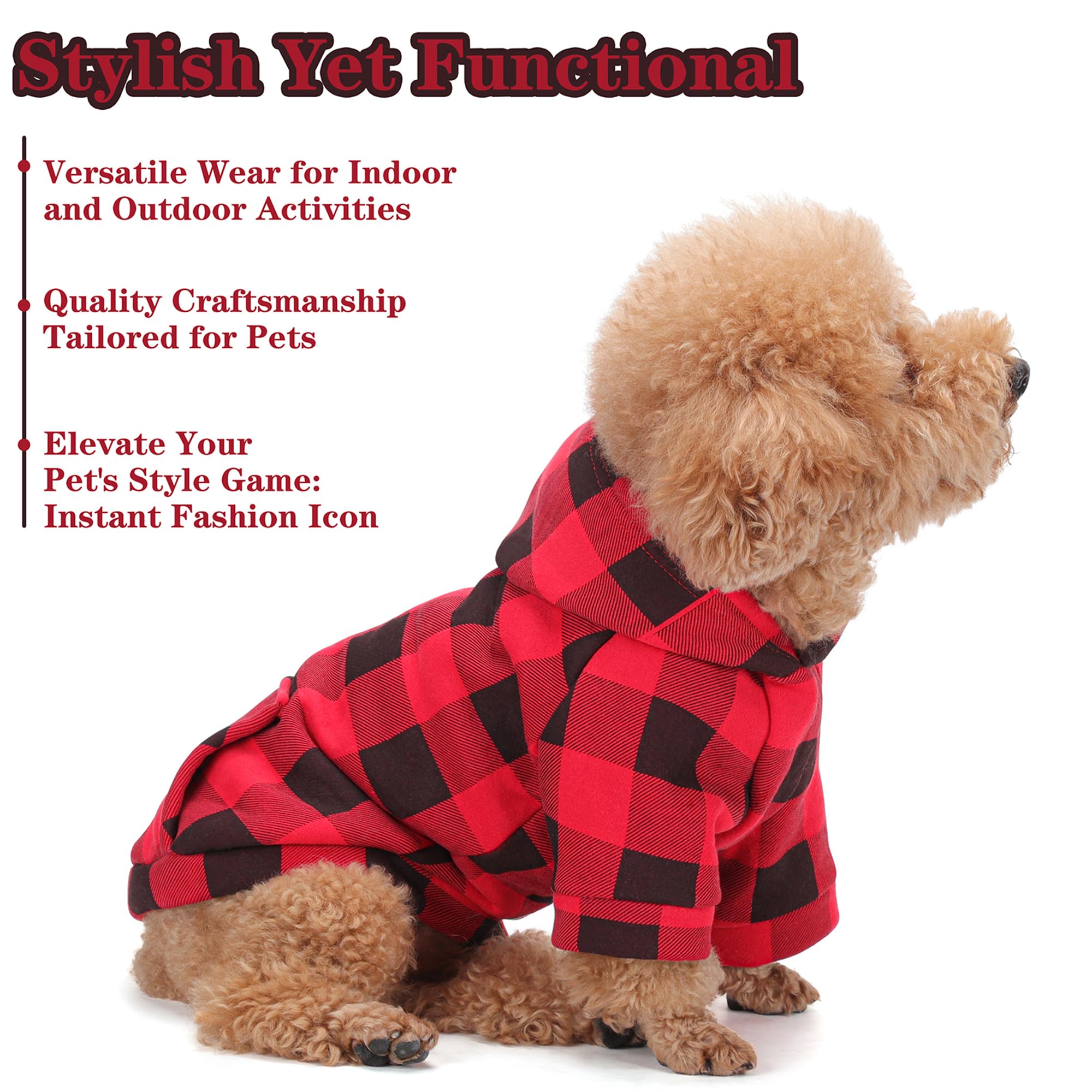 Premium Plaid Dog Hoodie - Soft Polycotton Fabric with Back Pocket & Leash Hole | Cozy Dog Sweatshirt for Small, Medium & Large Dogs | Trendy & Functional Pet Apparel for Winter Walks, Outdoor Adventures & Photo Shoots (Blue, Size M)