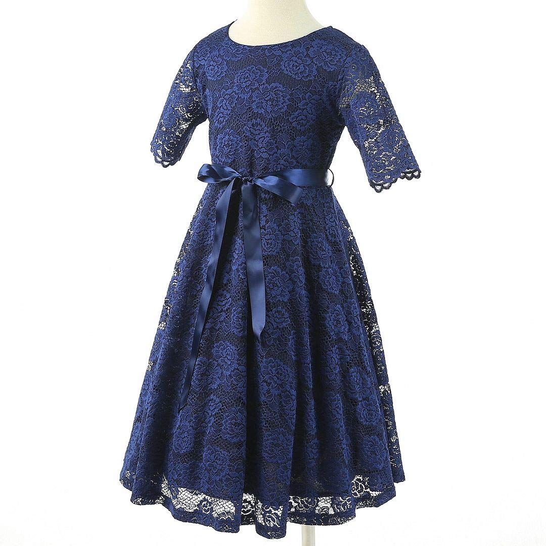 Bow Dream Vintage Lace Flower Girl Dress - Elegant White Princess Party Gown for Weddings, Baptisms & Special Occasions