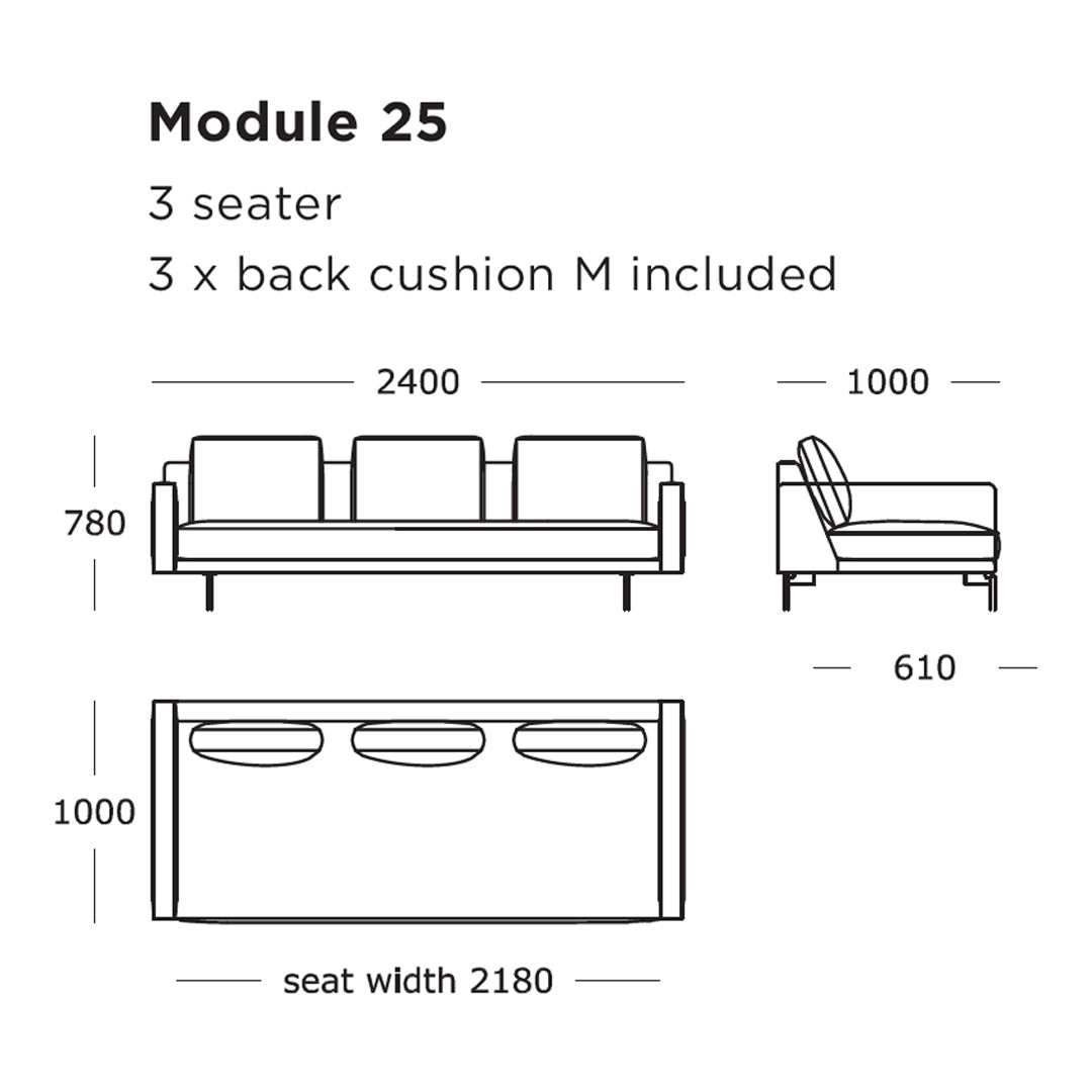 Modular Sofa Edge V2 - Customizable Sectional Couch with 25 & 32 Inch Modules for Living Room, Lounge & Home Theater Seating