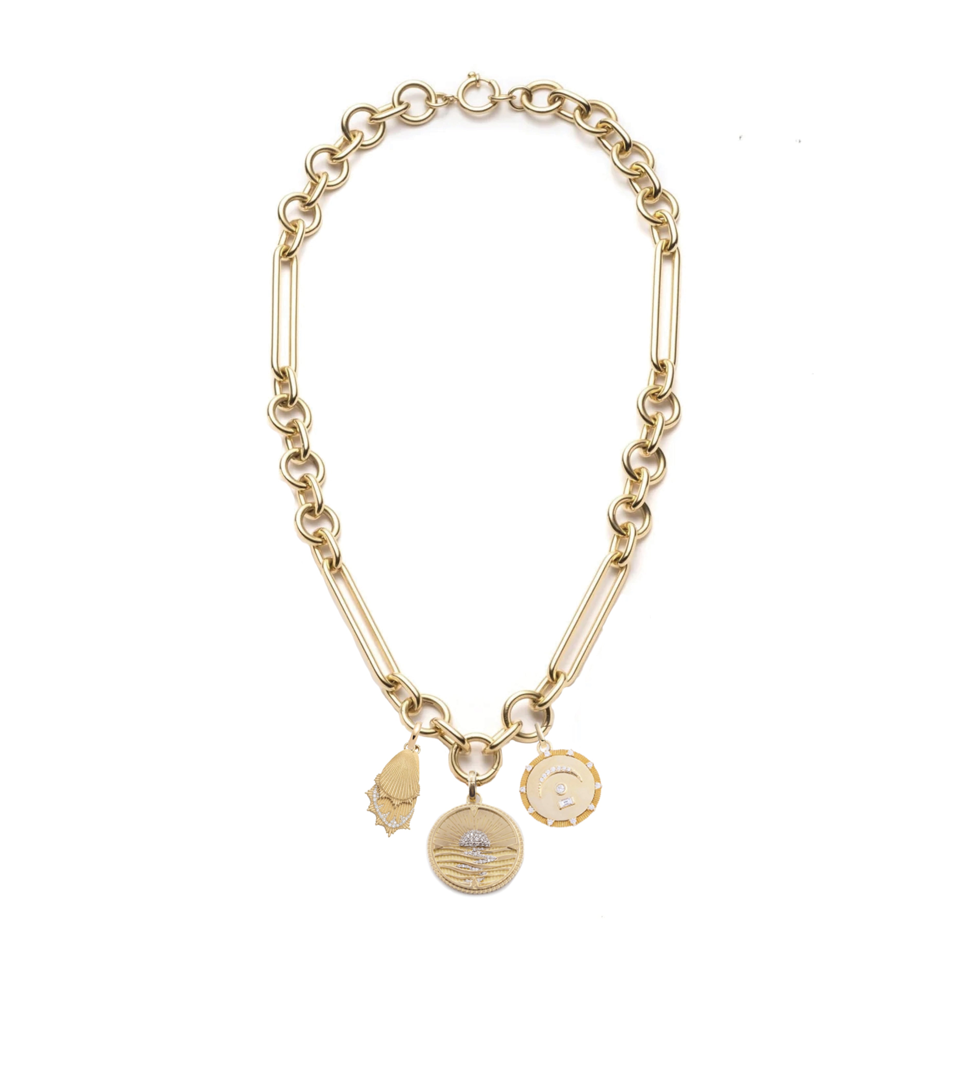 Oversized Mixed Clip Necklace - New Beginnings, Wings & Pause Design - Fashion Statement Jewelry for Women | Perfect for Parties, Weddings & Everyday Wear