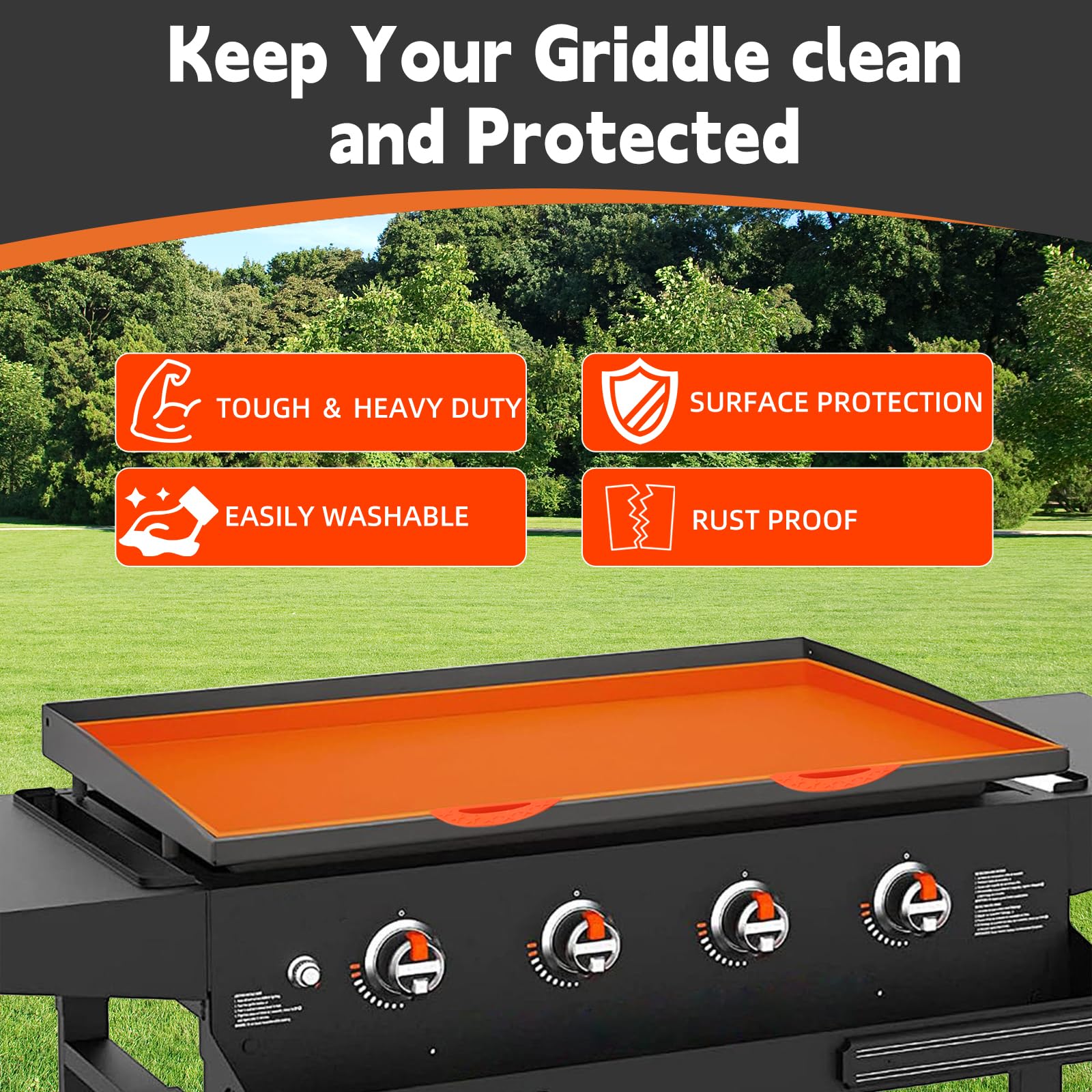 Premium Food-Grade Silicone Griddle Cover Mat - 28 Inch Blackstone Grill Protector | All-Season Rust & Debris Protection | Essential Griddle Accessories for Outdoor Cooking, Camping & Backyard BBQs