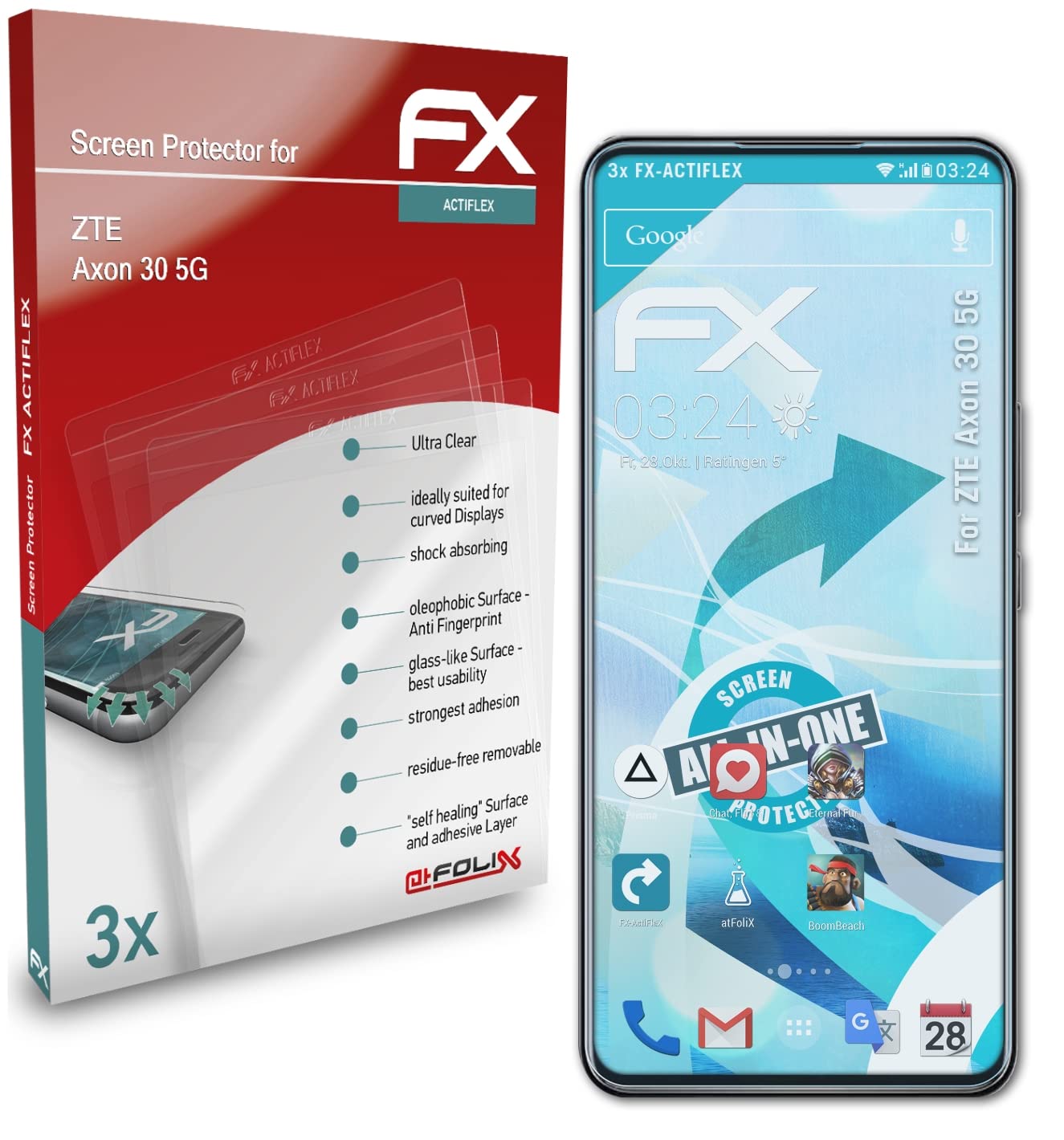 ZTE Axon 30 Screen Protector (3-Pack) - Ultra Clear Flexible HD Film - Anti-Scratch & Bubble-Free Protection - Perfect for Work, Travel & Daily Use