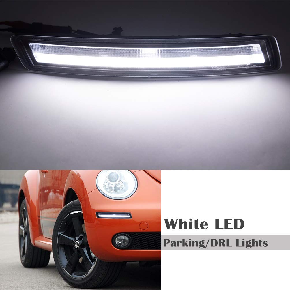 Volkswagen Beetle LED Daytime Running Lights - White & Amber Turn Signal Kit (2006-2010 Models) | High Power LED Lamps for Improved Visibility & Safety | Perfect for Night Driving & Foggy Conditions