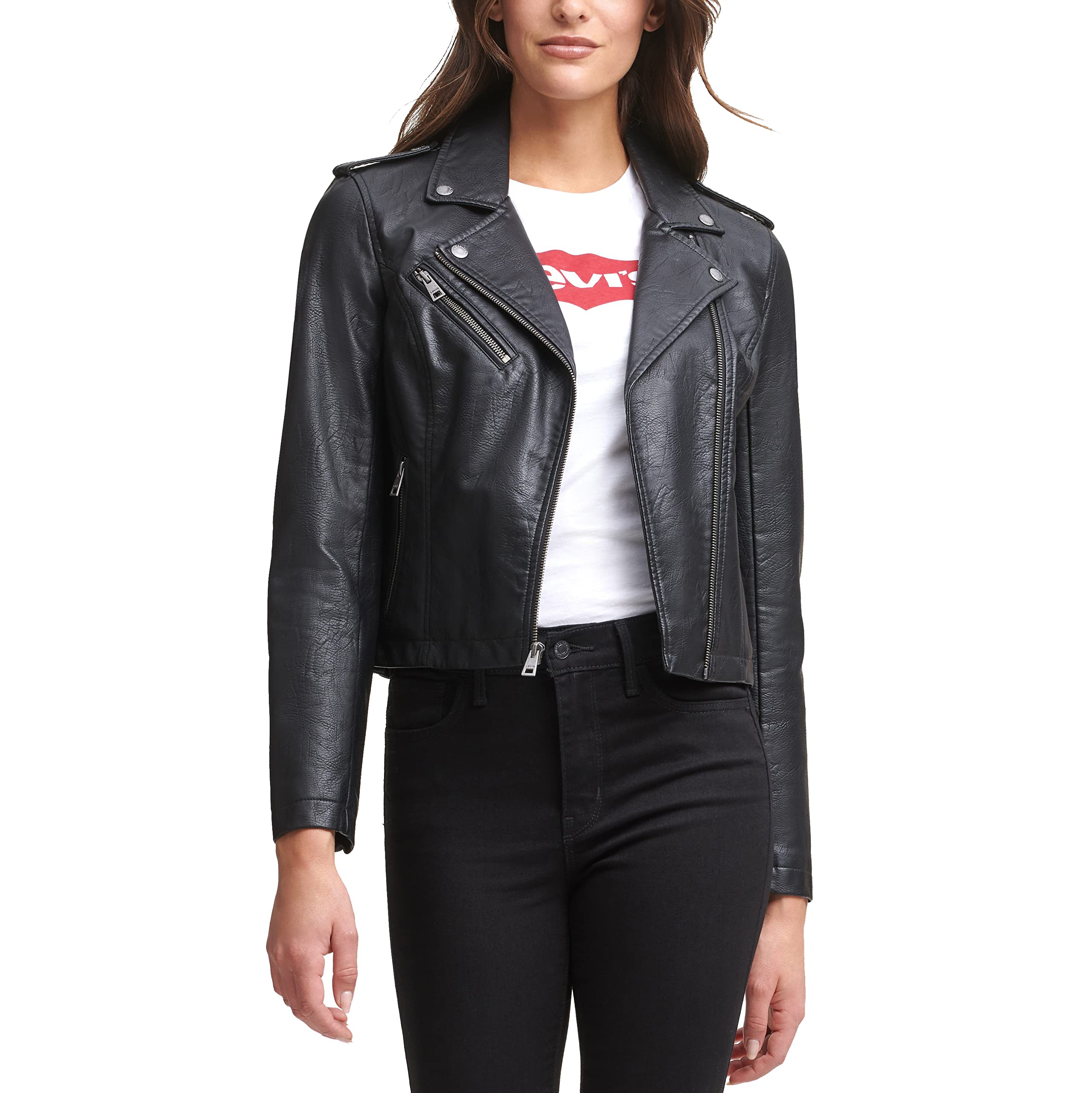 Levi's Women's Classic Faux Leather Moto Jacket - Regular & Plus Size - Stylish Biker Jacket for Casual Outfits & Night Out
