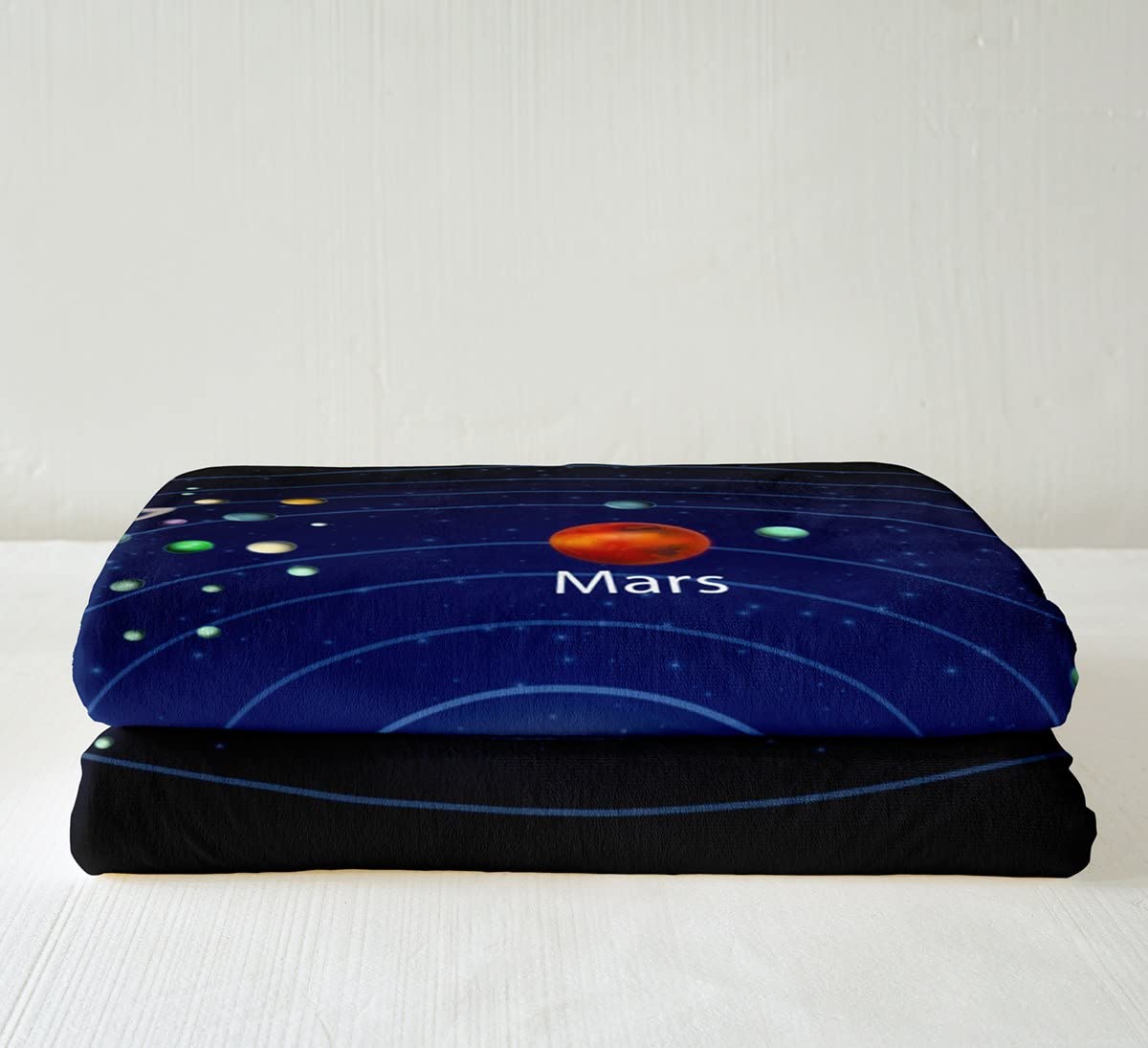 Kids Outer Space Throw Blanket - Starry Sky Galaxy Plush Sherpa Blanket for Boys & Girls | Queen Size Solar System Fleece Blanket in Blue & Purple | Perfect for Teens Bedroom Decor, Cosplay & Stargazing