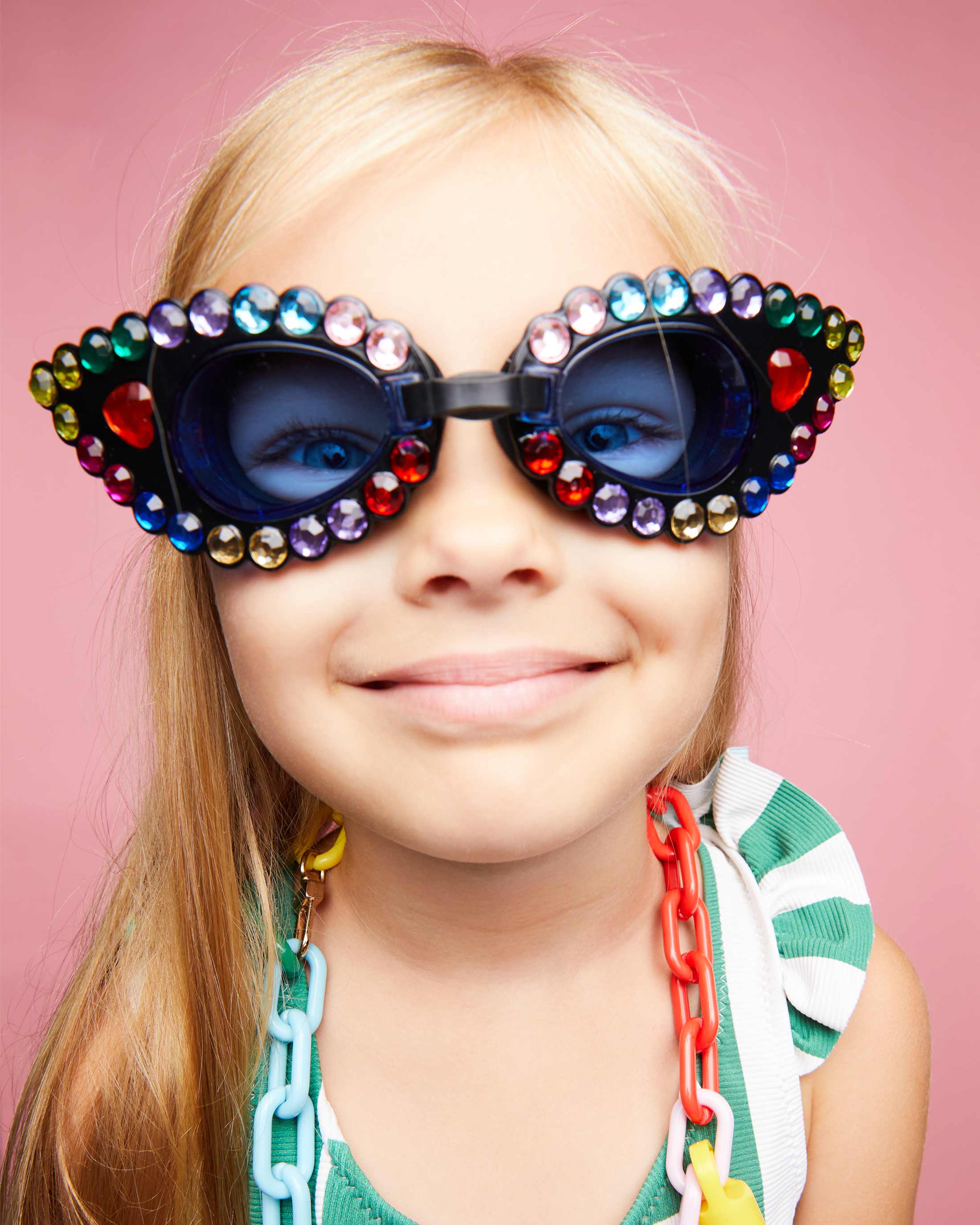 Rainbow Gem Goggles for Kids - Colorful UV Protection Swim Goggles with Adjustable Strap - Perfect for Swimming, Beach, Pool Parties & Water Sports