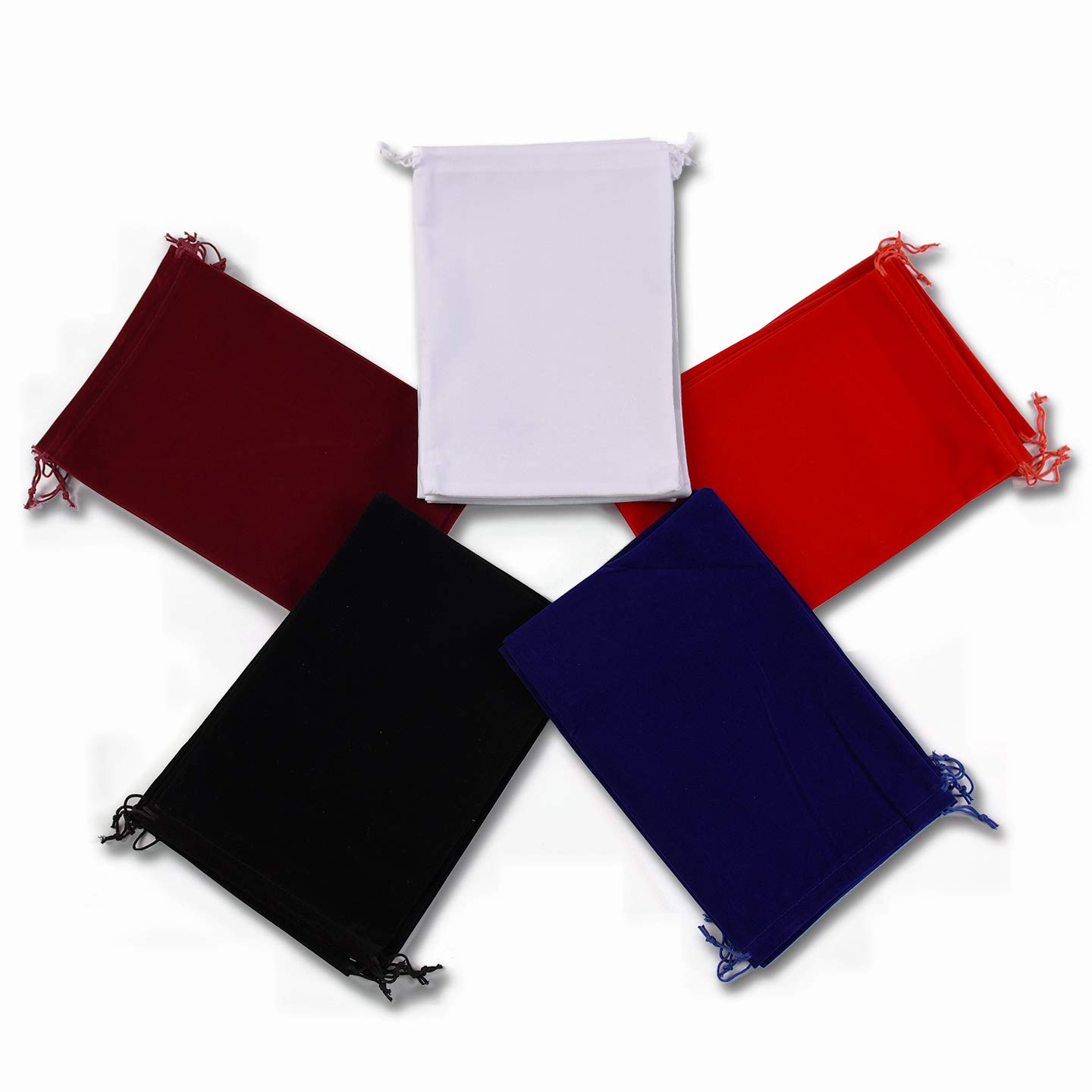 TEXPLUS 20-Pack Assorted Solid Color Velvet Drawstring Bags for Jewelry, Party Favors & Gifts (7.5