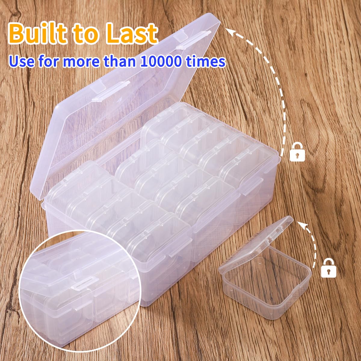 15Pcs Small Bead Organizer Box Set - Clear Plastic Storage Containers with Hinged Lids for DIY Jewelry Making, Bracelet Crafting, Beading Supplies & Art Projects - Perfect for Craft Rooms, Travel & Home Organization