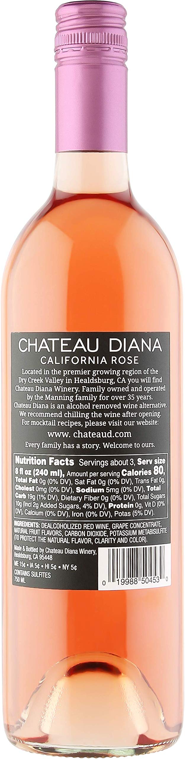 Chateau Diana Zero Alcohol-Removed California Rose Wine | Premium Non-Alcoholic Wine for Celebrations, Gifts & Healthy Lifestyle