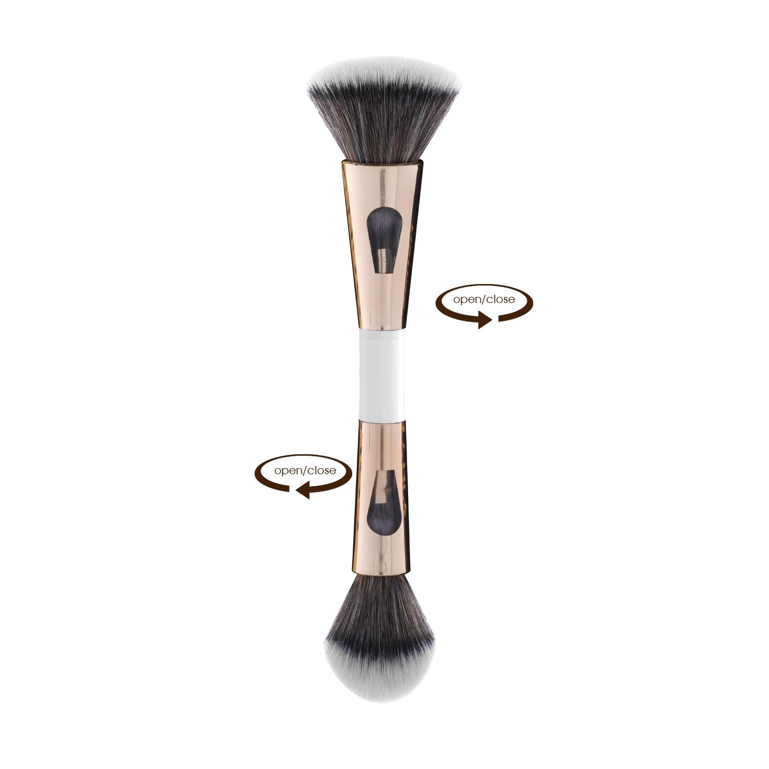 SKINPLUS 4-in-1 Travel Makeup Brush Set - Foundation Brush, Powder Brush, Eyeshadow Blending Brush & Flat Brush | Soft Synthetic Bristles for Flawless Application | Perfect for Travel, On-the-Go Touch Ups & Professional Makeup Kits