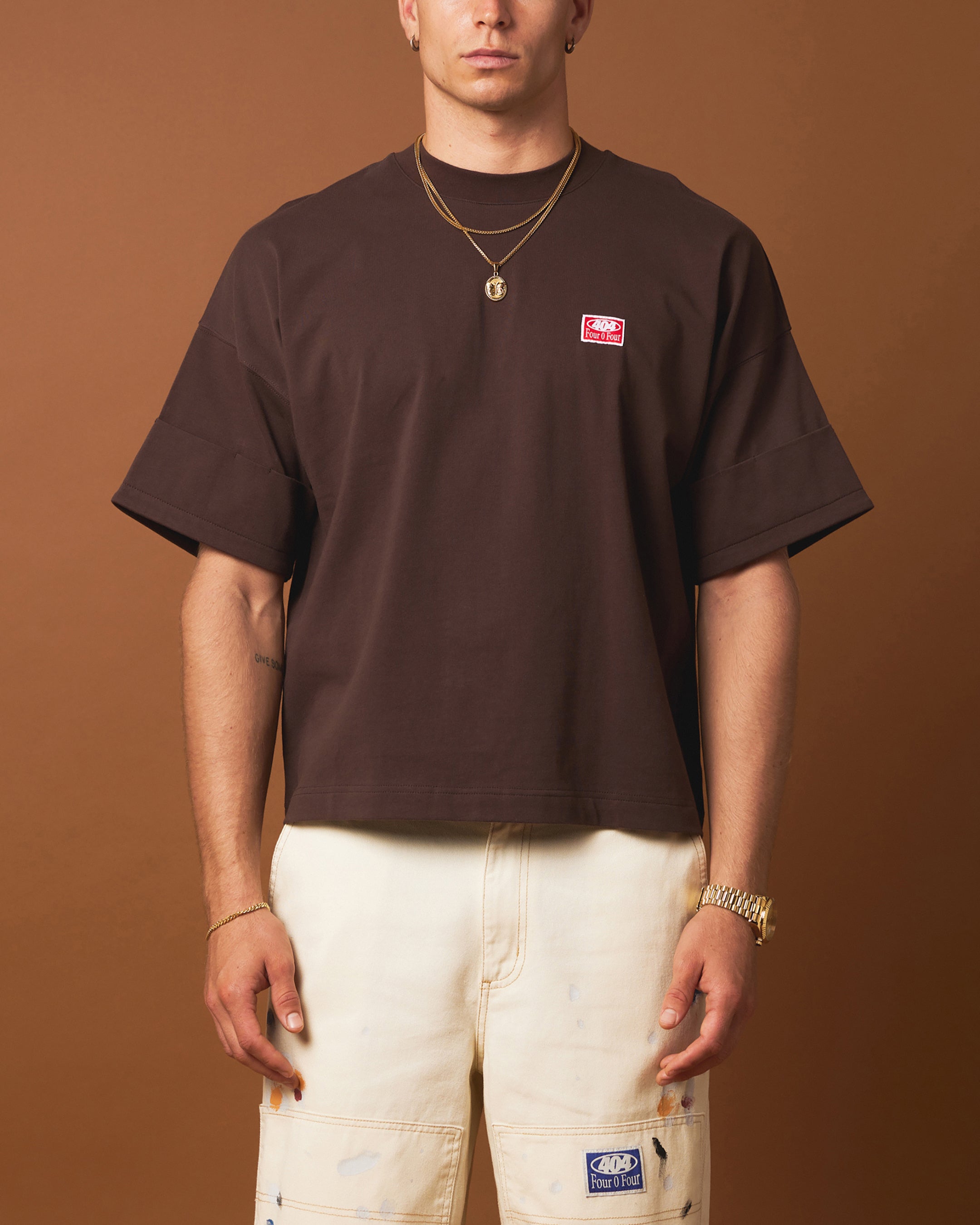 404 Workwear T-Shirt - Durable Brown Cotton Tee for Men | Comfortable & Stylish Work Shirt for Construction, Outdoor & Casual Wear