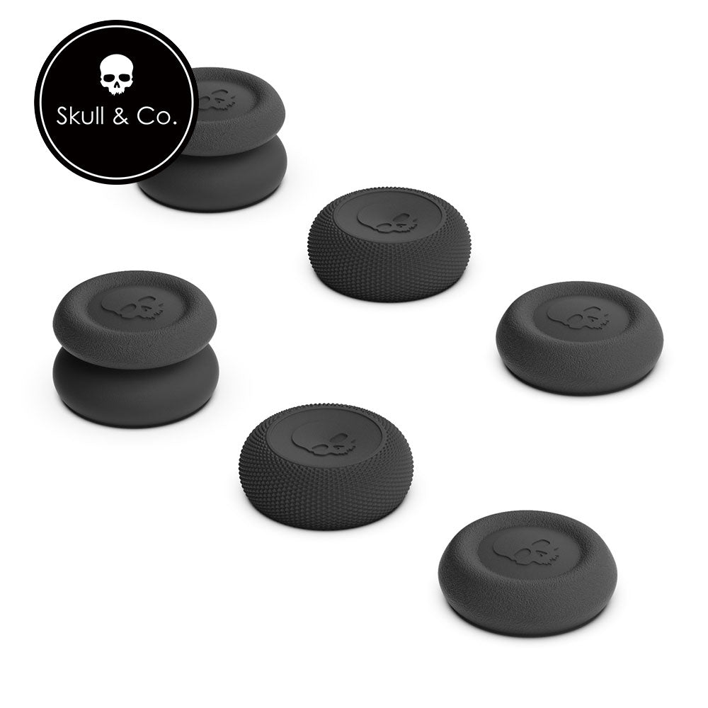 Skull & Co. PRO Thumb Grip Set for Nintendo Switch Pro, PS5 & PS4 Controllers - Ergonomic Black Joystick Caps for Enhanced Gaming Comfort - Perfect for FPS, Racing & Action Games