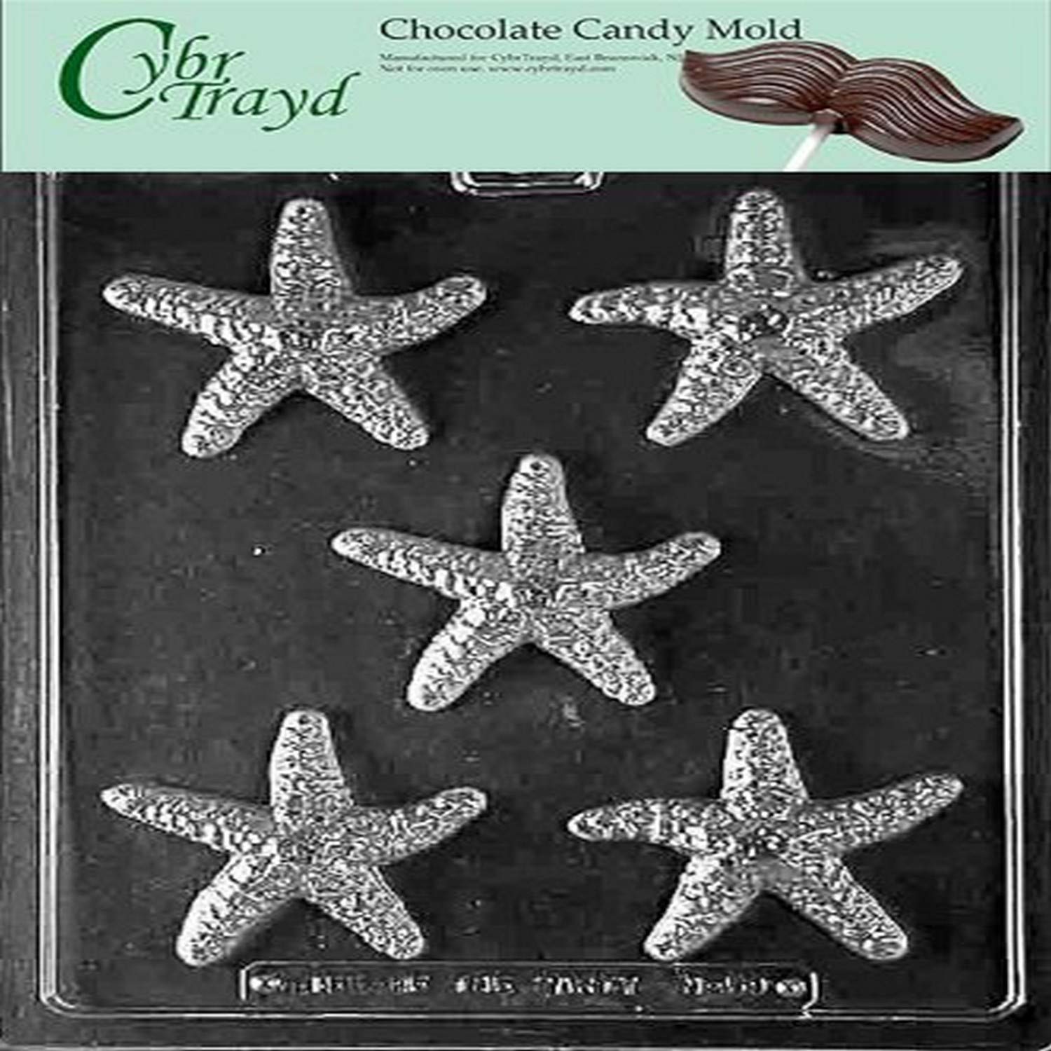 Cybrtrayd Starfish Chocolate Candy Mold Kit - Professional Silicone Mold with Step-by-Step Chocolate Molding Guide - Perfect for DIY Candy Making, Birthday Parties & Ocean-Themed Desserts