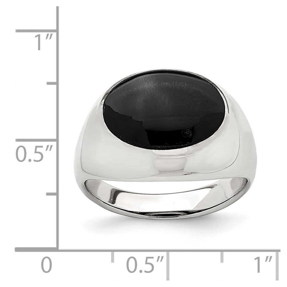 925 Sterling Silver Polished Black Simulated Onyx Ring for Women - Elegant Gothic Jewelry Gift for Birthday, Anniversary & Special Occasions