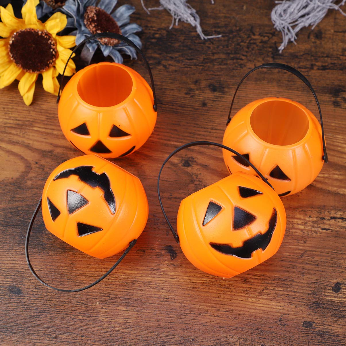 6 Pack Halloween Pumpkin Candy Pails - Small Trick or Treat Buckets for Kids, Cute Candy Holders for Halloween Parties & Trick-or-Treating Fun