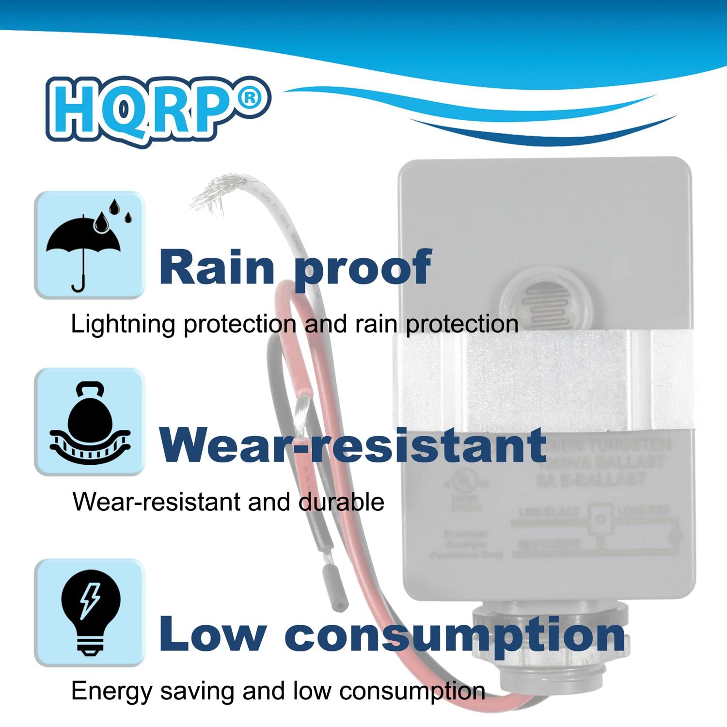 HQRP 4-Pack Photocell Light Sensor with Thermal Protection - Dusk to Dawn Hardwired Switch for Outdoor Lighting, Barn Lights, Backyard & Security Lights | Weatherproof Stem Mount Photoelectric Control for Automatic On/Off