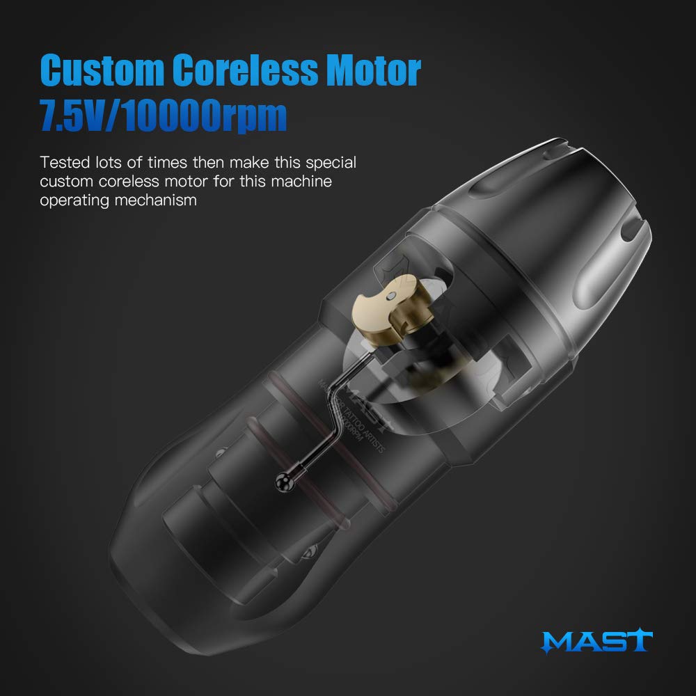 Professional Mast Tattoo Tour Pro Pen Machine Kit - Wireless Cordless Tattoo Gun with 2 Batteries & 20 Cartridges Needles - Perfect for Tattoo Artists & Scalp Microblading - Home Studio & Professional Use