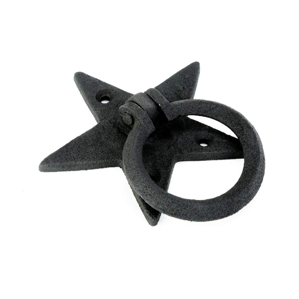 Vintage Black Iron Cabinet Pulls - Antique Star Design Drawer Handles 3.88
