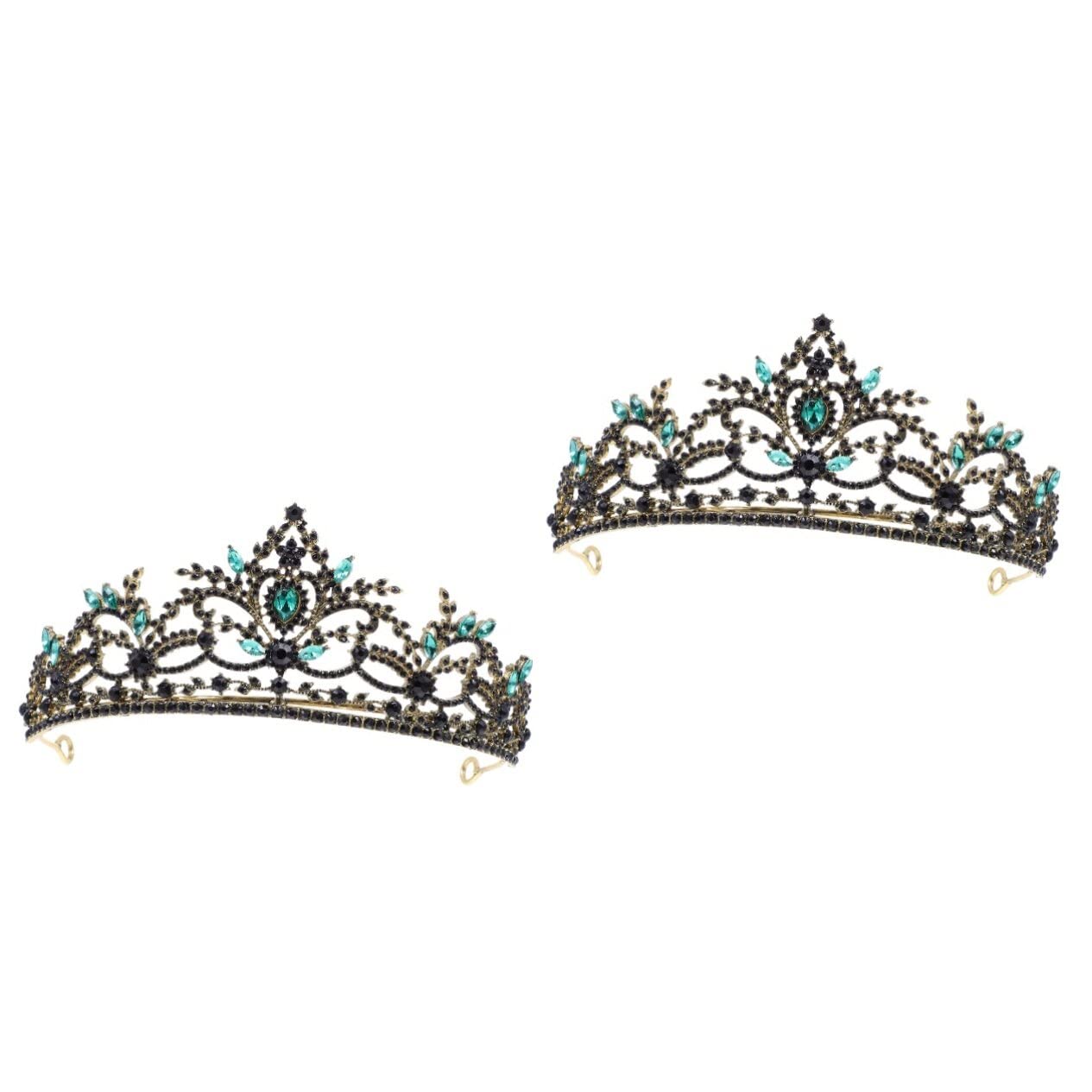 FOMIYES 2-Piece Rhinestone Tiara Headband Set - Vintage Crystal Bridal Headpiece for Weddings, Pageants & Princess Costumes - Baroque Style Hair Accessories for Women