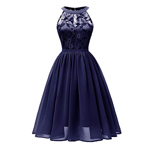 Limsea Women's Party Cocktail Dress - Elegant Lace Neckline A-Line Swing Dress for Evening Events, Weddings & Special Occasions
