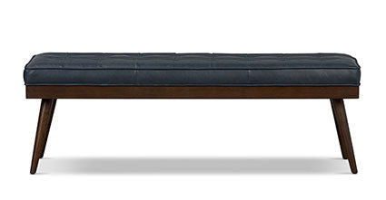 Luca Leather Bench - Modern Upholstered Storage Ottoman with Tufted Design for Living Room, Bedroom, or Entryway - Durable Faux Leather Seat with Sturdy Wooden Legs - Perfect for Extra Seating, Footrest, or Stylish Home Decor