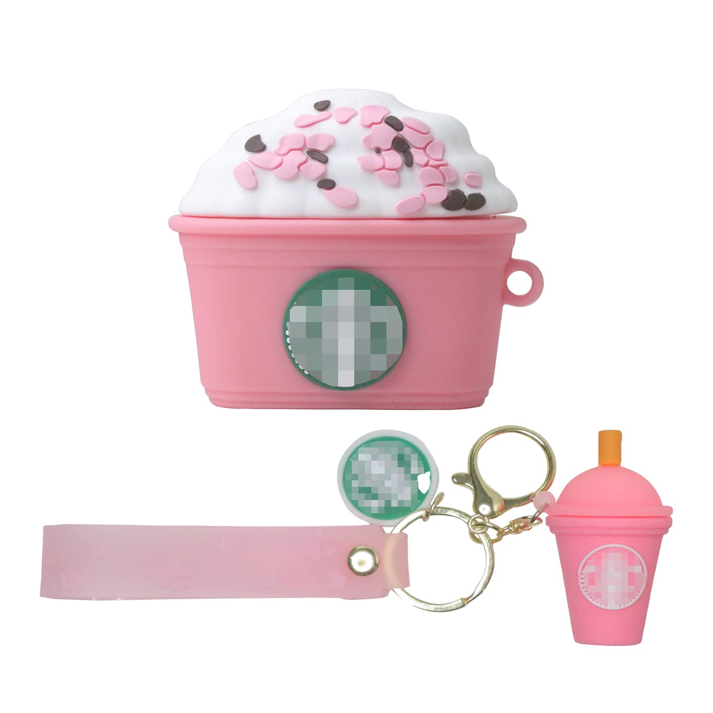 AirPods 3 Case - Cute Kawaii Silicone Cover with Keychain for Shockproof Protection (Ice Cream Pink) - Perfect for Travel & Daily Use