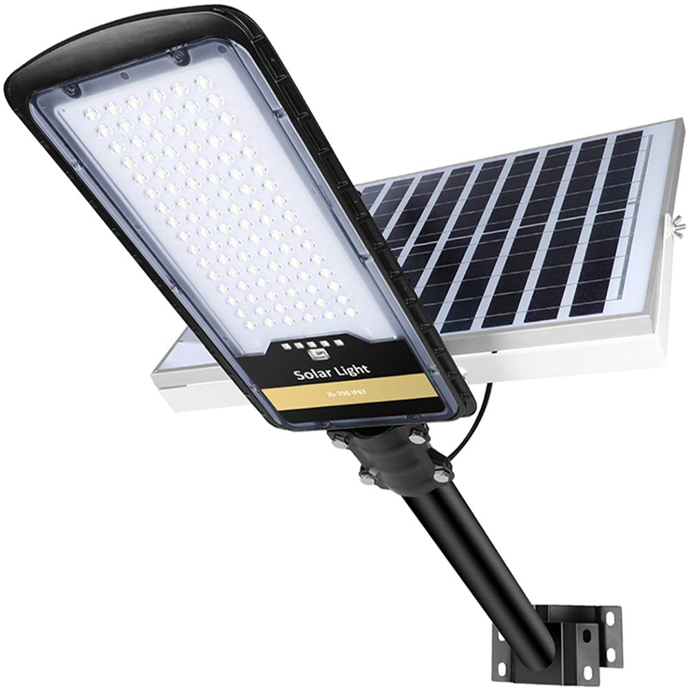 5000W Solar Street Lights Outdoor - IP67 Waterproof LED Security Flood Light with Remote Control, Dusk to Dawn Sensor, Mounting Pole & Bracket - Perfect for Garden, Street, Court, Parking Lot, and Pathway Lighting