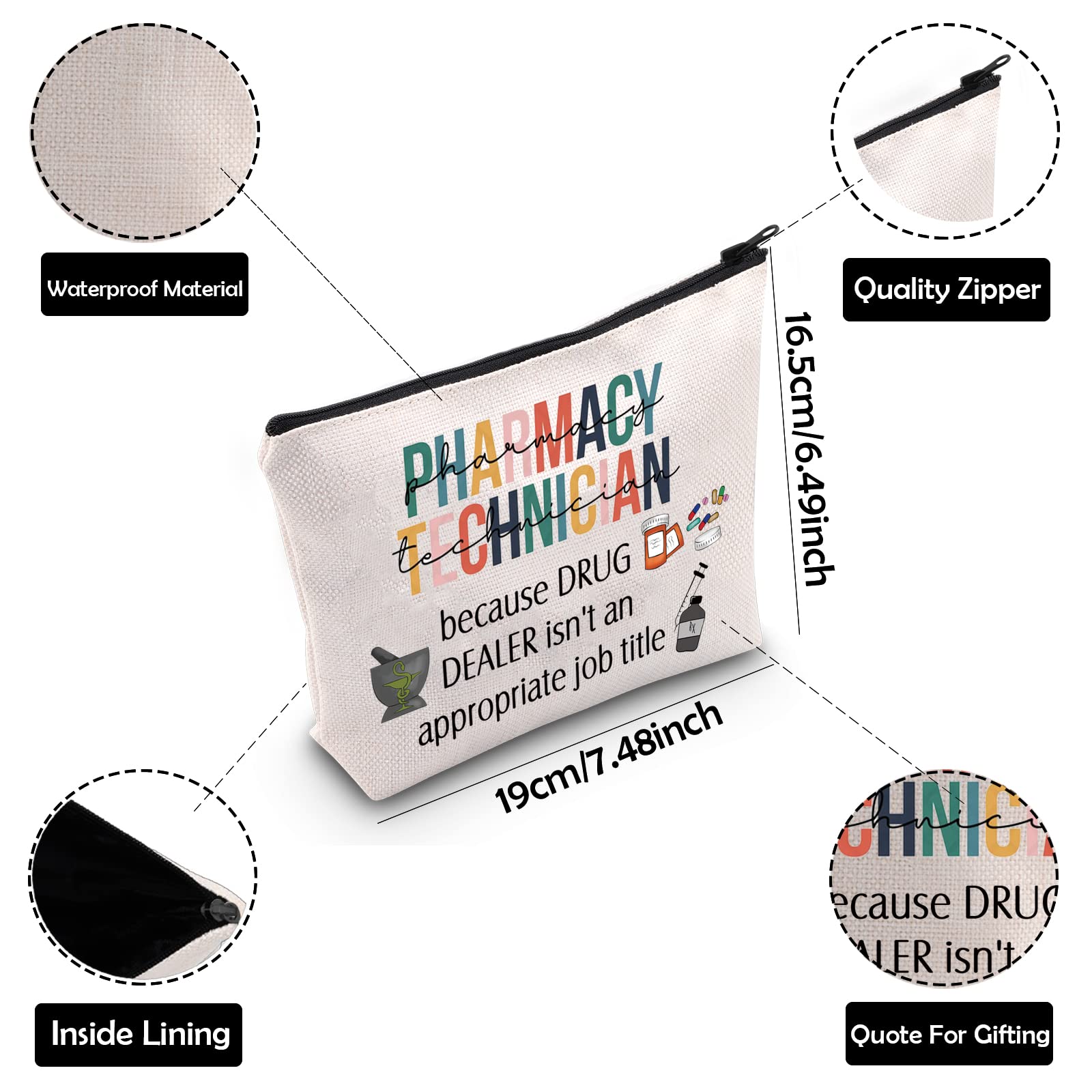 Pharmacy Technician Survival Kit - RX Toiletry Bag & Makeup Organizer with Zipper | Perfect Gift for Pharmacy Techs | Ideal for Clinical Rotations, Travel & Daily Essentials Storage